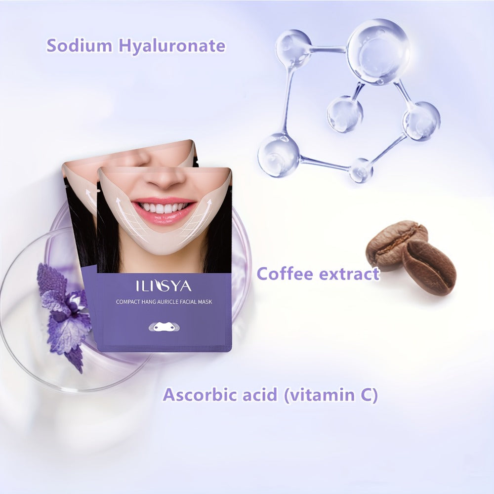V-Line Face Mask 7 Pieces Hydrogel Chin Lifting & Jawline Contouring — Collagen, Hyaluronic Acid & Coffee Extract Firming Tightening Sculpting Mask for Double Chin, Neck & Lower Face | All Skin Types