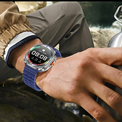 Smart Watch Round Display with Wireless Calling, Custom Faces and Orange, Black, White or Blue Band