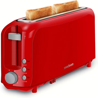 2-Slice Toaster Slim Ultra-Thin Design – 6 Browning Settings, 10" Long Slot, Reheat & Defrost Functions, Auto Shut-Off, Removable Crumb Tray, 6 Colors Available