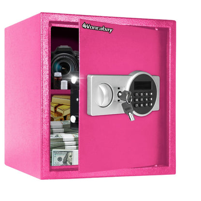 Home Security Safe Box with Sensor Light & Fireproof Bag – Digital Keypad Lock Box with Backup Keys for Cash, Jewelry & Valuables – Wall, Floor & Closet Mountable Safe (Multiple Sizes & Colors)
