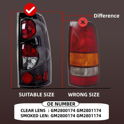 Tail Lights for Chevy Silverado 1500 2500 3500 1999-2006 & GMC Sierra 1999-2003 – Direct Replacement Pair | Black Housing | Smoked Gray / Red / Smoked Lens Options