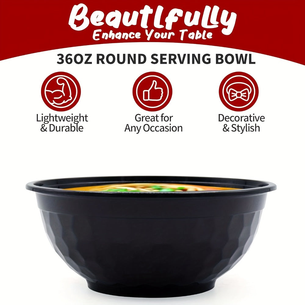 Food Storage Containers 36 oz Black Diamond Salad Bowls with Lids in 20- or 150-Set Options