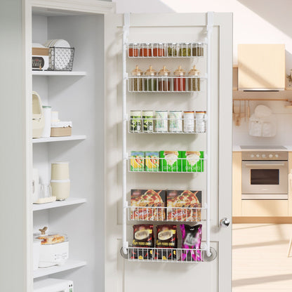 Over-the-Door Organizer Rack in 6- or 8-Tier Options with White or Black Frame Size Choices