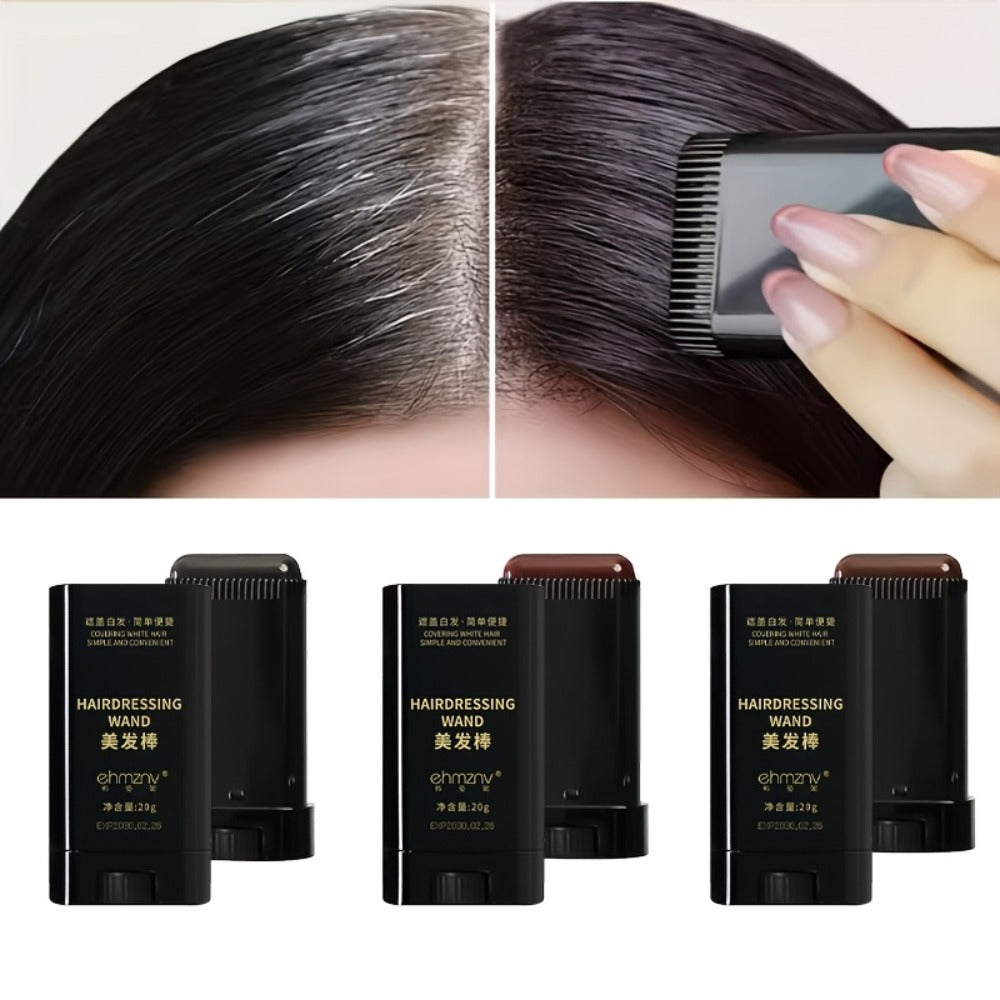 Gray Root Coverage Hair Color Stick with Comb — water-resistant Sweat-Resistant Instant Root Touch Up, Plant-Based Squalane Formula, Easy