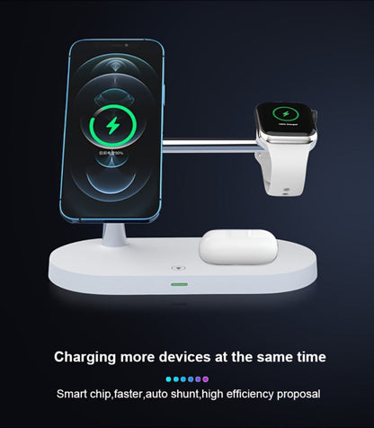 Wireless Charging Station, 3-in-1 Magnetic Stand with QC3.0 Adapter, Clock Display and White or Black Options