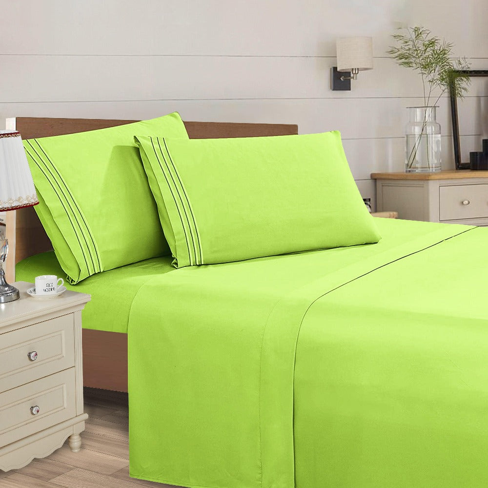 Microfiber Bed Sheet Set 4-Piece Deep Pocket Cooling Sheets Twin Full Queen King Cal King Split King