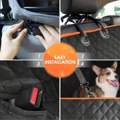 Dog Car Seat Cover Pet Hammock for Back Seat, Waterproof Scratch-Proof Nonslip Dog Seat Cover with 4 Side Pockets, Universal Fit for Cars Trucks SUVs, Washable Pet Travel Protector