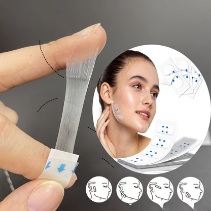 Ninety-Nine-Piece Invisible Face Lift Tape Set with Adjustable Elastic Strips for Jawline and Neck Styling
