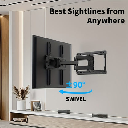 Full Motion TV Wall Mount 37-75 Inch, Dual Arm Swivel Tilt, VESA 600x400mm, Extends 15.4 Inch, Fits LED LCD OLED Flat Curved Screens