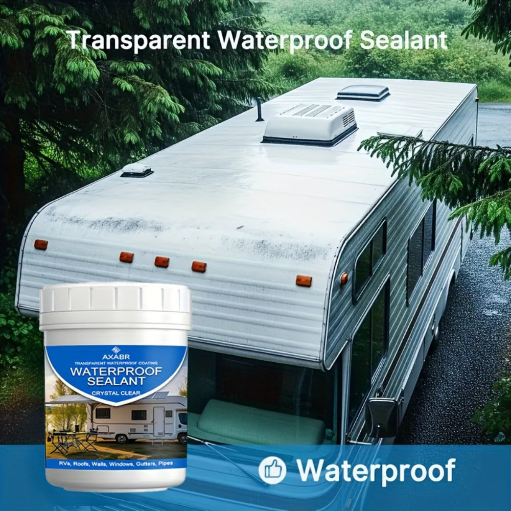 Fast-Drying Clear Waterproof Sealant 5.07oz - Quick-Dry Transparent Leak Repair Glue for RV, Boat, Roof, Pipe, Wall & Tile, Indoor & Outdoor, Includes Brush