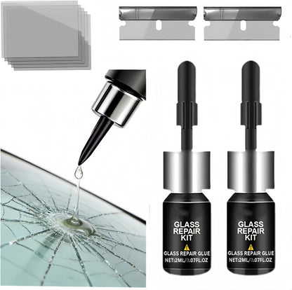 Windshield Repair Kit – 15-Min Quick Fix for Chips, Cracks & Rock Damage | Windshield Crack Repair Fluid with Curing Film, No Tools Needed
