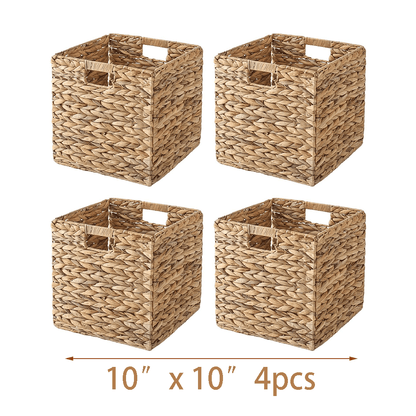 Water Hyacinth Storage Baskets with Seagrass and Paper Rope Options in 2- or 4-Pack Cube Sizes