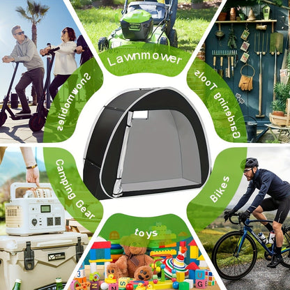 Bike Storage Shed Tent Outdoor Waterproof Bicycle Cover Shelter 210D Oxford PU4000 for 2-3 Bikes Lawn Mower Garden Tool Storage