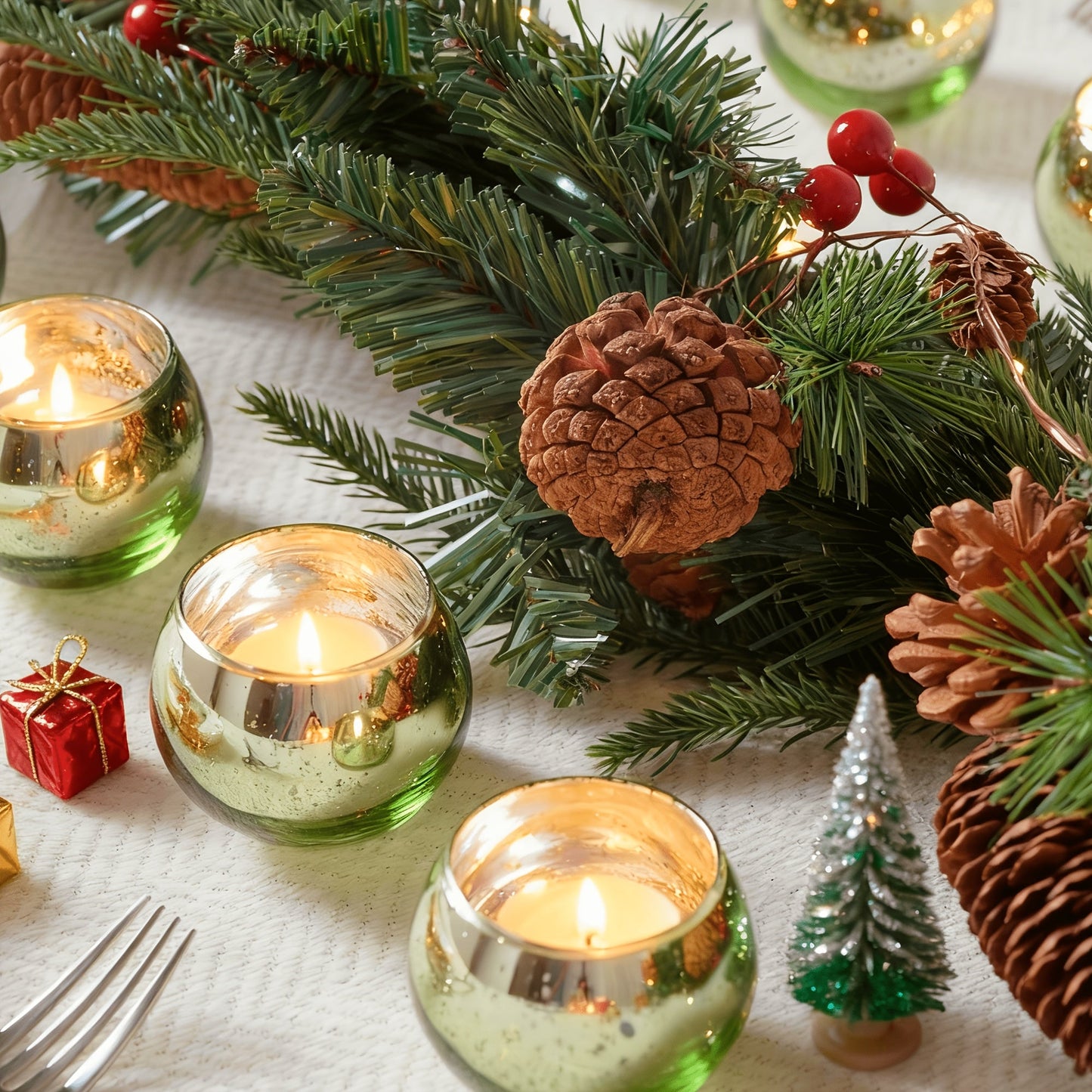 Votive Candle Holders Bulk - High Temperature Glass Hurricane Candle Holders for Weddings, Parties & Romantic Dinners, Starlight Shimmer Effect, Set of 6/12/24, Golden, Pink, Silver & Green