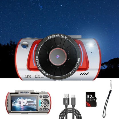 Digital Camera 4K Vlogging Model with 48MP Capture Marking, WiFi, 3-Inch 180° Flip Screen, 16X Digital Zoom and 32GB Card