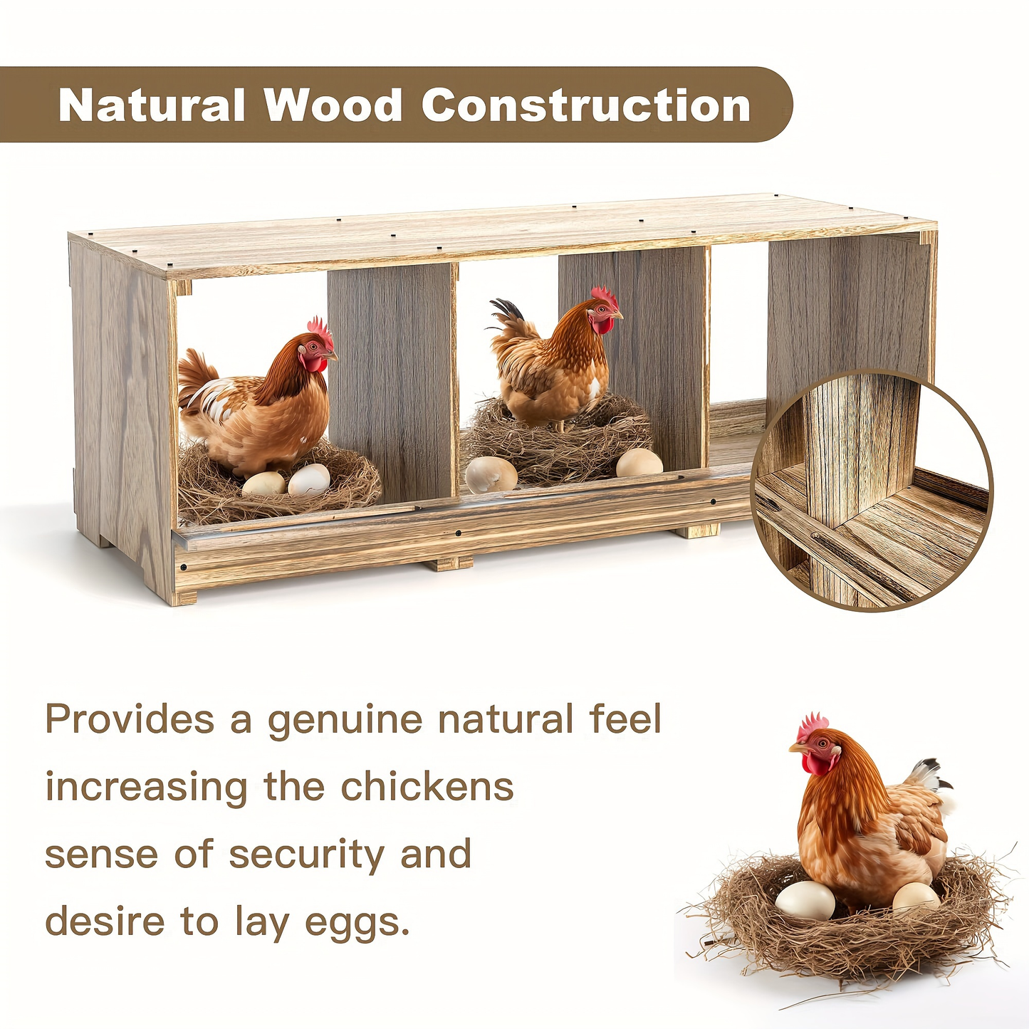 Chicken Nesting Box Wall Mount 4 Compartment Easy Egg Collection