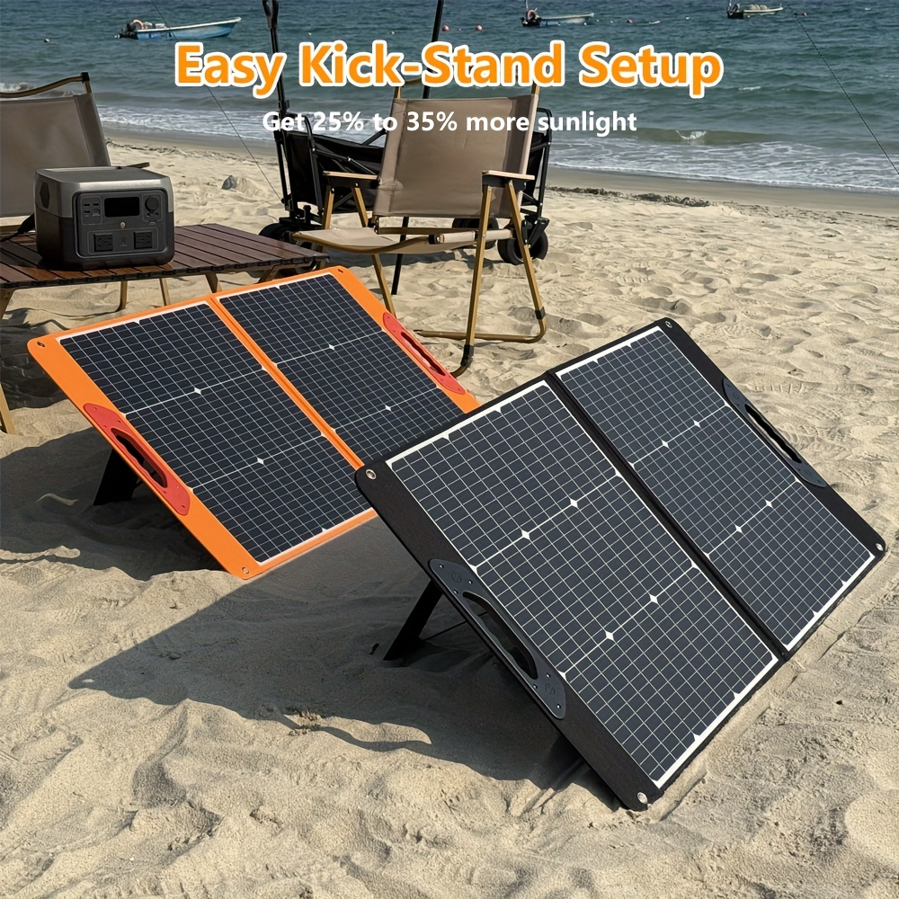Foldable Solar Panel 200W 23.5% High Efficiency 20V Portable with 2 Brackets Solar Cable for Camping RV for Garden, Patio and Yard Use