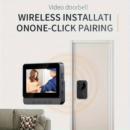 170° Wide Angle Video Doorbell Camera 1080P with 4.3" HD Monitor - No WiFi No App No Subscription, 850nm Night Vision, USB-C Rechargeable, 128GB SD Card Option, Two-Way Audio