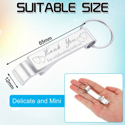 Bottle Opener Keychains Bulk 100 Pack - Aluminum Engraved Keychain Bottle Openers for Wedding Favors