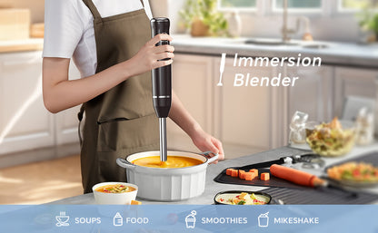 Corded Immersion Blender with Stainless-Steel-Look Blending Head, Two Controls and 38cm Height
