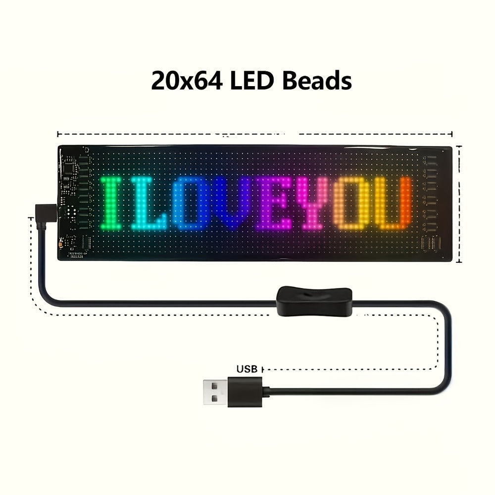 LED Matrix Panel Flexible Programmable Display - Bluetooth APP Control, USB Powered DIY LED Sign Board, Custom Text & Animation for Store Car Hotel Holiday Decoration
