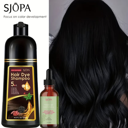 Hair Color Shampoo 5-in-1 Instant Gray Coverage Color Dyeing Conditioner 16.9oz – SJOPA No Ammonia Safe Natural Formula 12 Shades Unisex Men Women
