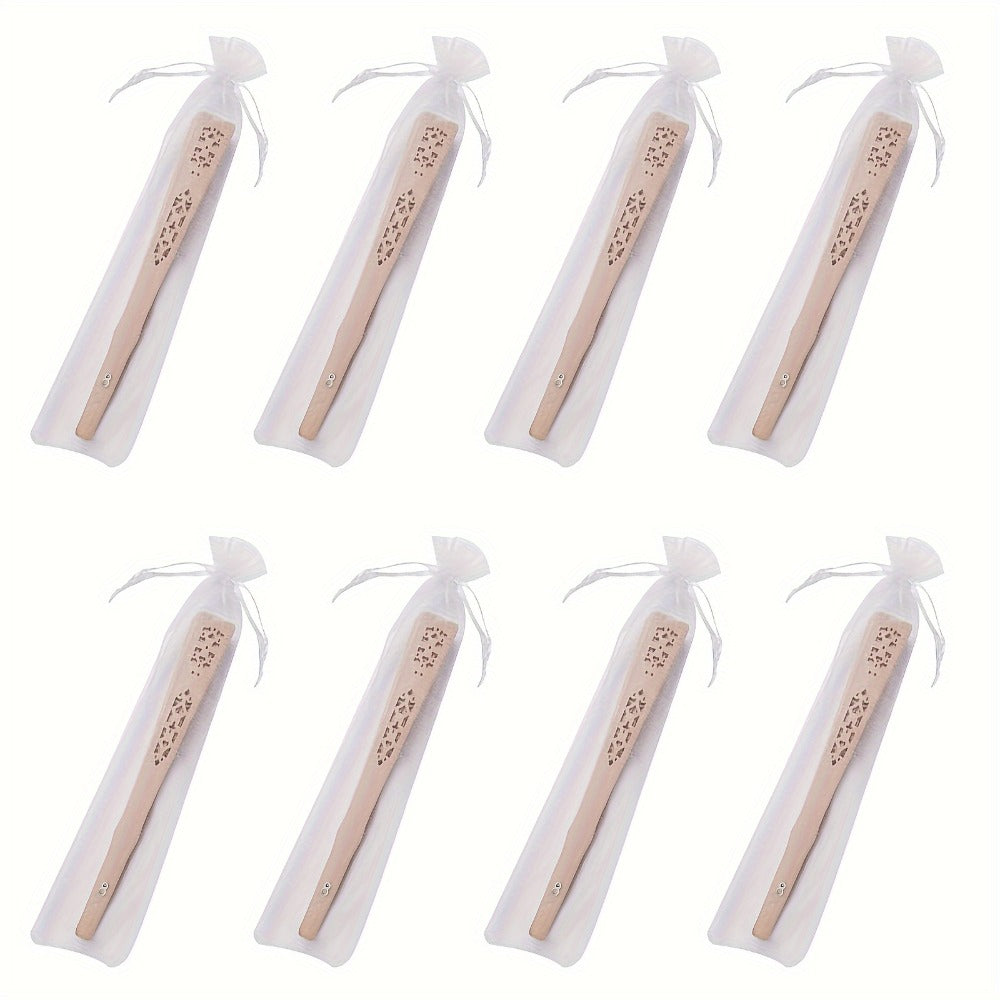 Wood-Tone Folding Hand Fans with Individual Gift Bags and Tassels in a 50-Piece Wedding Favor Pack