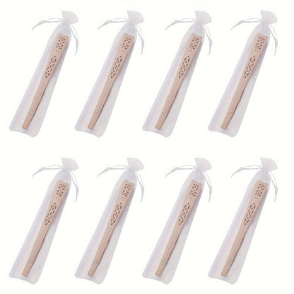 Wood-Tone Folding Hand Fans with Individual Gift Bags and Tassels in a 50-Piece Wedding Favor Pack
