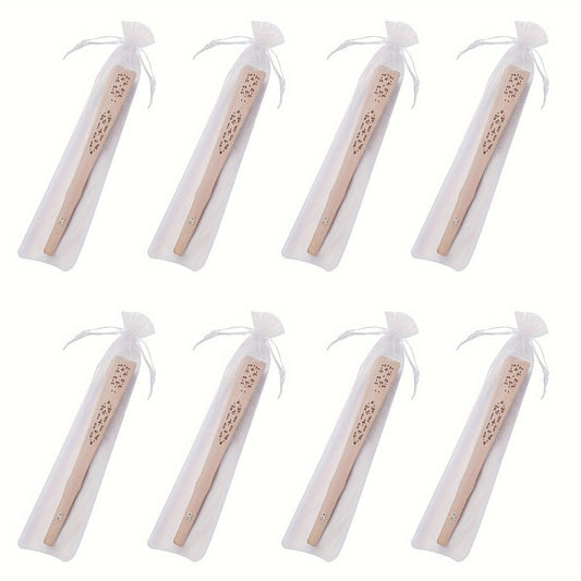 Wood-Tone Folding Hand Fans with Individual Gift Bags and Tassels in a 50-Piece Wedding Favor Pack