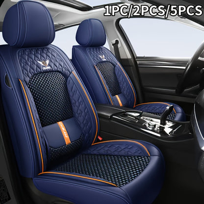 Car Seat Covers 3D Diamond-Embroidered Faux Leather with Two-Front or Five-Seat Set Options