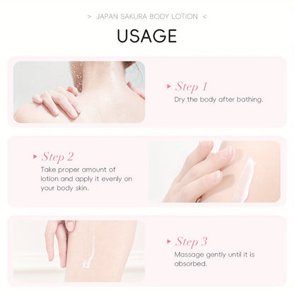 LAIKOU Sakura Body Lotion, 200g Pump Bottle with Vitamin C, Shea Butter and Rice Ferment Labels