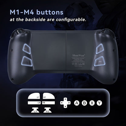 Wireless Mobile Gaming Controller Bluetooth 5.0 Retractable Gamepad – ShanWan Q13 for iPhone Android PC Steam, 25H Battery Type-C Charging, PUBG Fortnite Genshin Cloud Gaming Phone Controller Gift