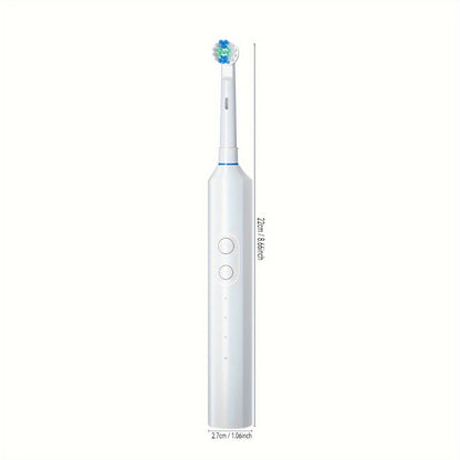 Electric Toothbrush with Three Modes, Four Round Brush Heads, 600mAh Battery, Smart Timer and IPX7 Rating