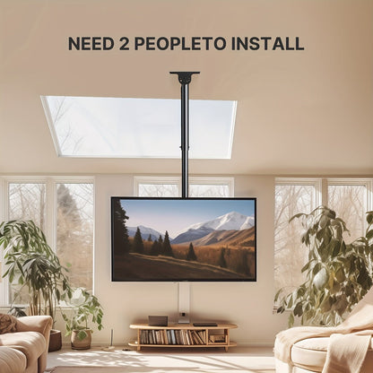 360° Swivel Ceiling TV Mount Height Adjustable 26-65 Inch, Full Motion Rotating Pole Bracket, Tilt ±15°