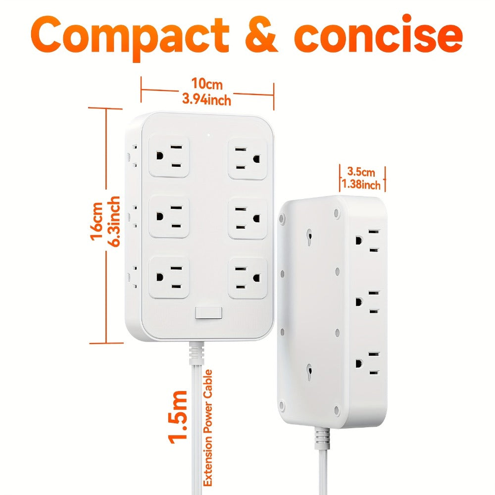 Surge Protector Power Strip 18-in-1 with 12 Wide-Spaced AC Outlets, 4 USB-A, 2 USB-C and Master Switch