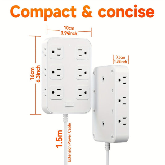 Surge Protector Power Strip 18-in-1 with 12 Wide-Spaced AC Outlets, 4 USB-A, 2 USB-C and Master Switch