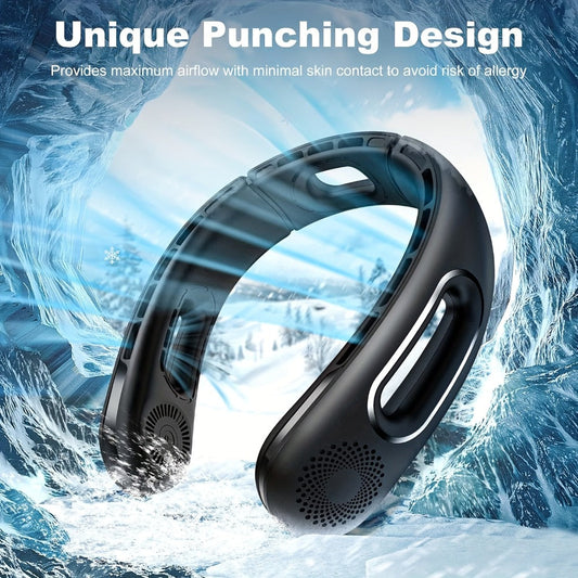 Neck Fan Portable Bladeless 360° Cooling, 16-Hour Battery Life, 4 Speed Settings, USB Rechargeable Hands-Free Wearable Personal Fan for Women and Men, Travel, Office, Outdoor, Camping and Stocking Stuffer