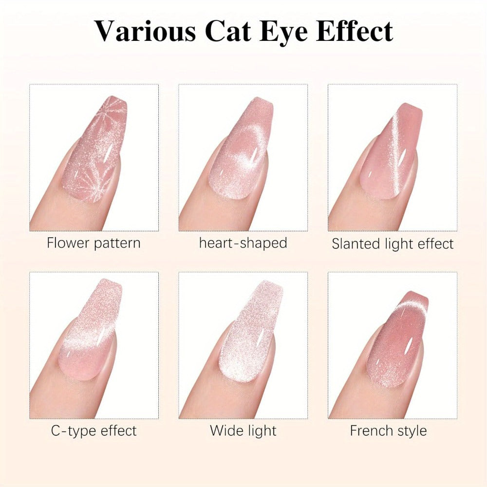4-in-1 Y-Shaped Cat Eye Nail Magnet Stick Double Head - Heart & Multi-Pattern Magnetic Tool for Cat Eye Gel Polish Nail Art, Portable Professional Salon & Home DIY Nail Art Gift