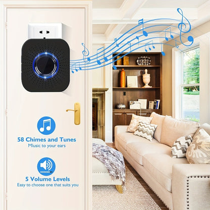 Voice Change Doorbell Camera Wireless HD 960P – Night Vision, Two-Way Audio, Motion Alert Push Notification, 2.4GHz WiFi, Rechargeable Battery, Remote Mobile View, Single or 2-Pack, Black White