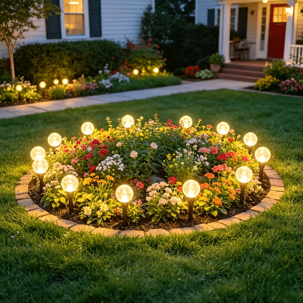 Solar Garden Lights Outdoor 30 Pack Crystal Bubble Ball Ground Spike LED - 8 Modes Waterproof Solar Powered Landscape Fairy Lights for Yard Lawn Pathway Patio Camping Christmas Holiday Decoration