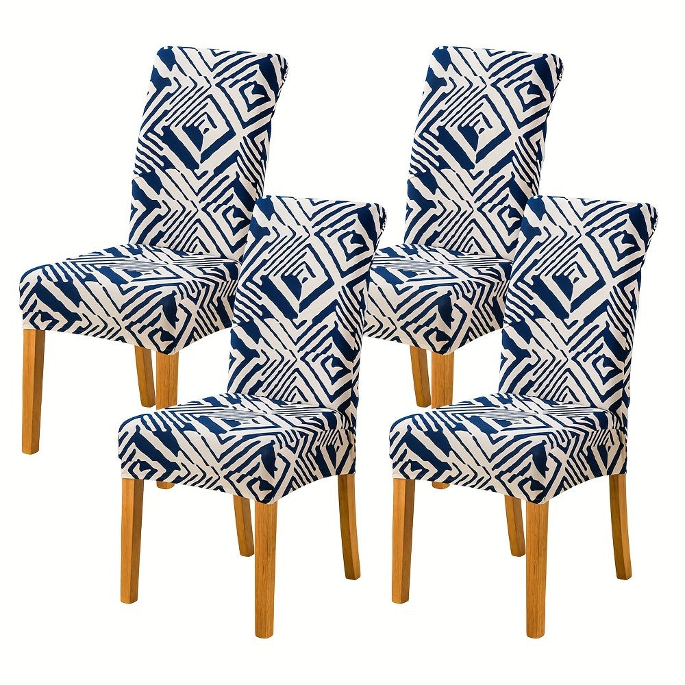 Printed Stretch Dining Chair Covers in Ten Patterns with Four- or Six-Piece Set Checkouts for Parsons Chairs