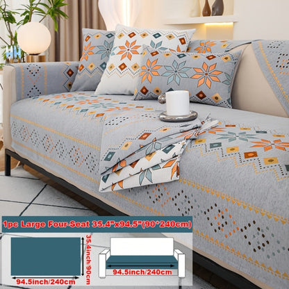 Sofa Cover Bohemian Chenille Jacquard Knit Sections with Anti-Slip Feature for Seat, Armrest or Backrest