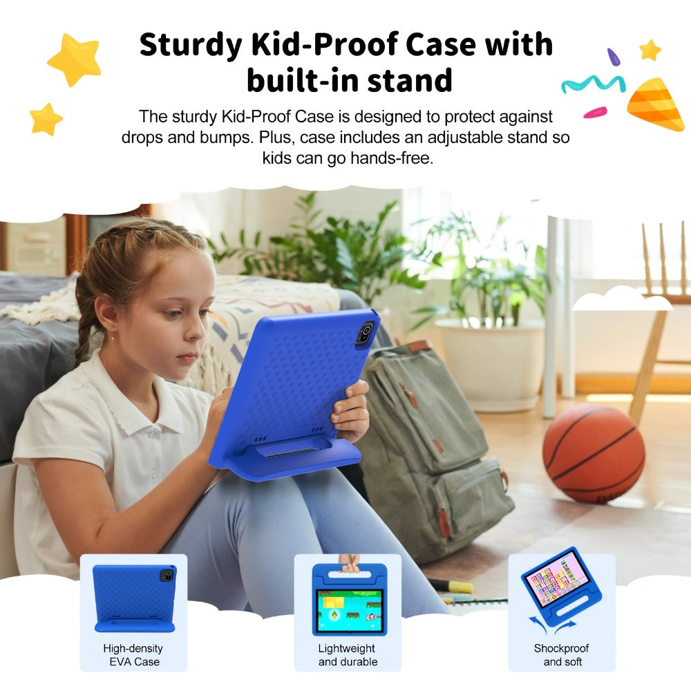 Kids Tablet 10.1 Inch with 6GB RAM, 64GB Built-In Storage, WiFi 6, 5000mAh Battery and Protective Case