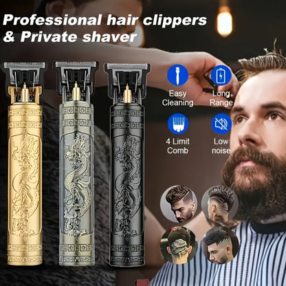 Beard Trimmer for Men USB Rechargeable Zero Contour Precision Edger Lithium Battery — Hair Clipper with Limit Comb ABS Body for Beard Facial Hair Body Grooming, Gold Black Bronze Home & Travel