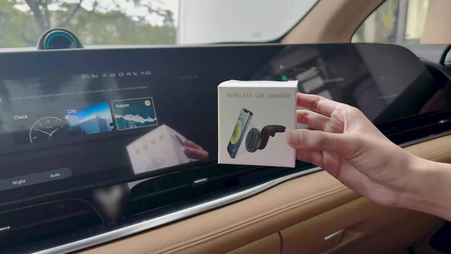 15W Magnetic Wireless Charging Car Phone Mount with Vent Clip, Swivel Joint and Black or White Finish