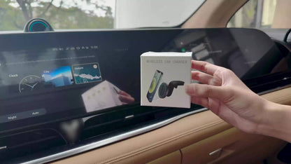 15W Magnetic Wireless Charging Car Phone Mount with Vent Clip, Swivel Joint and Black or White Finish