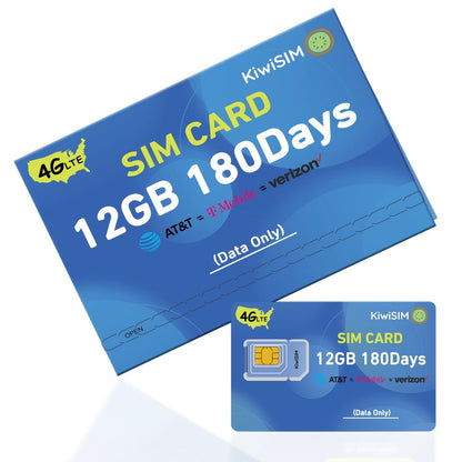 Prepaid Data SIM Card USA 4G LTE KIWISIM Auto-Switch AT&T & T-Mobile, No Contract No Monthly Fee