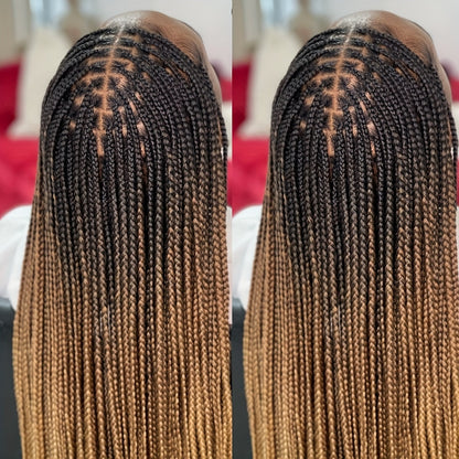 Long Box-Braid Wig with Full Lace Cap in 26- or 38-Inch Lengths and Four Lettered Color Options