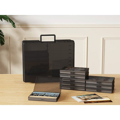 Photo Storage Box with 14 or 18 Inner Keeper Cases in Clear, Black or Multicolor Configurations