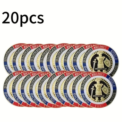 Twenty-Piece Armor of God Commemorative Token Set with Gold-Color Finish and Clear Capsules